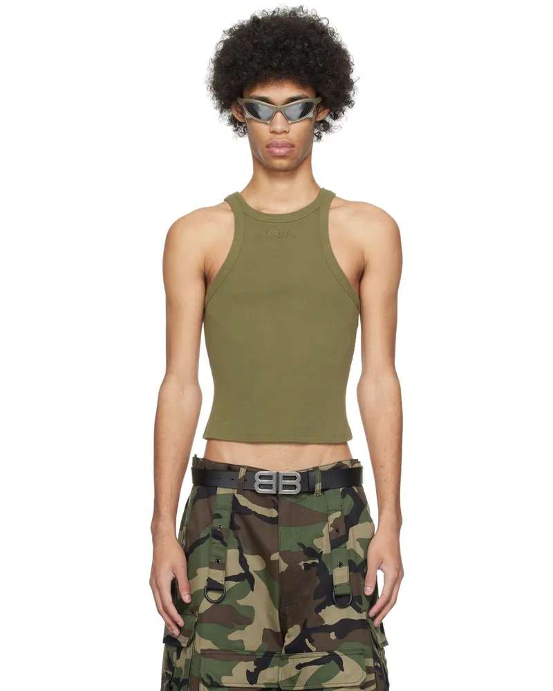 VETEMENTS Khaki Embroidered Tank Top Khaki