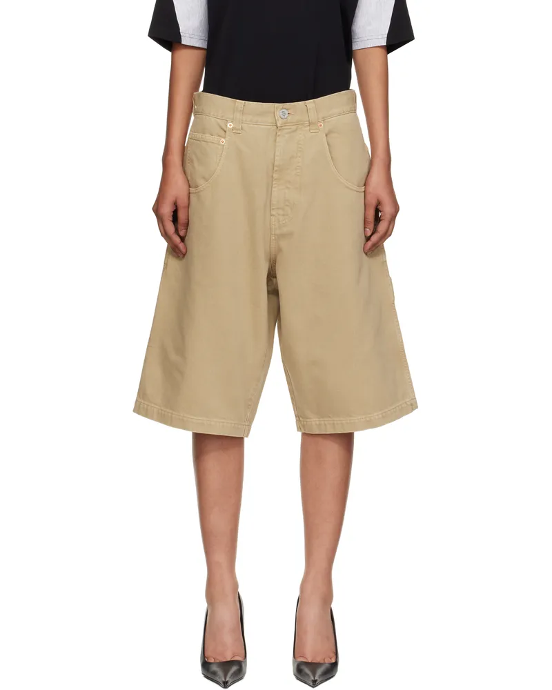 VETEMENTS Beige Hip-Hop Denim Shorts Camel