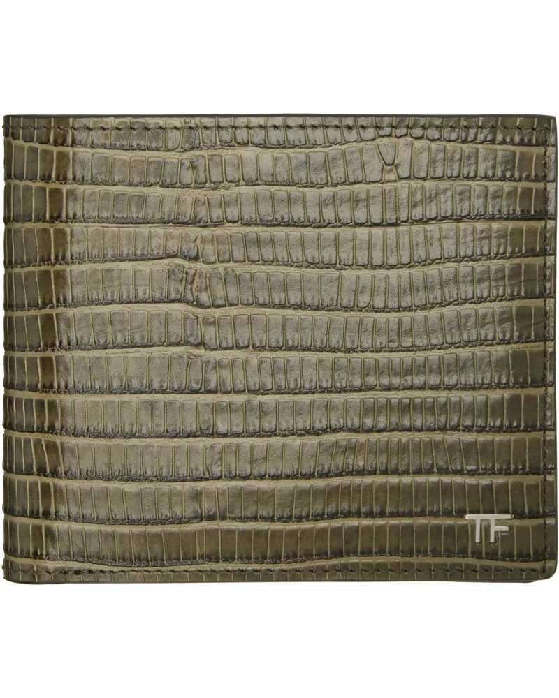 Tom Ford Khaki T Line Classic Bifold Wallet 1g051slate
