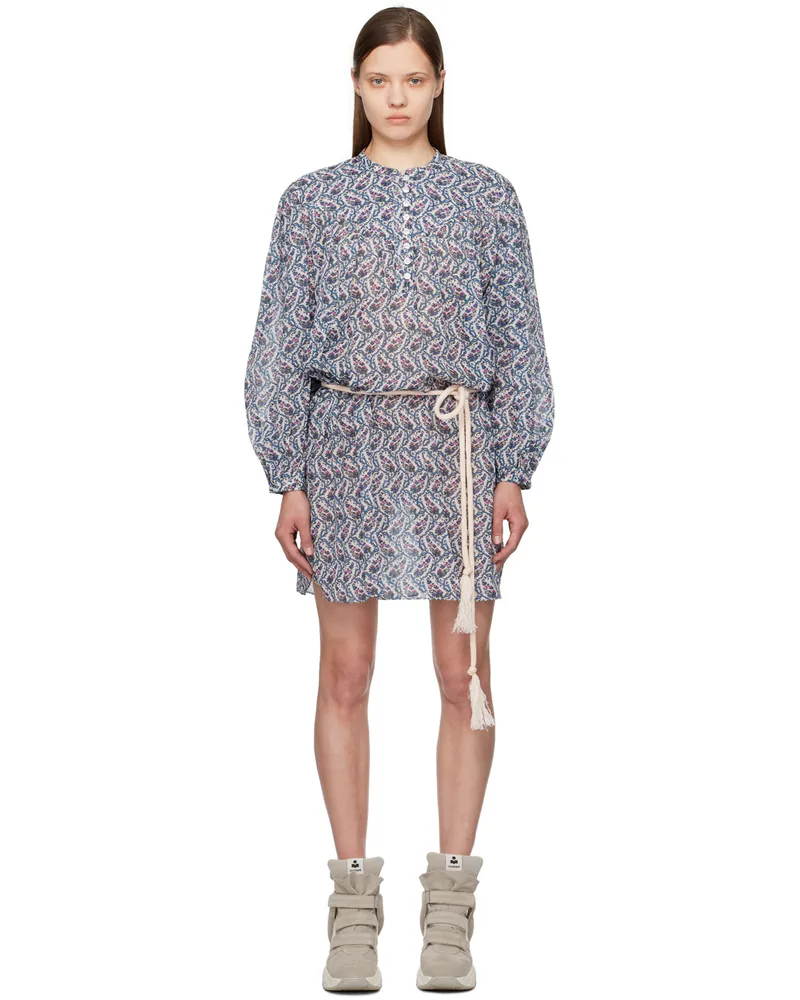 Étoile Isabel Marant Off-White & Blue Kildi Minidress 23ec