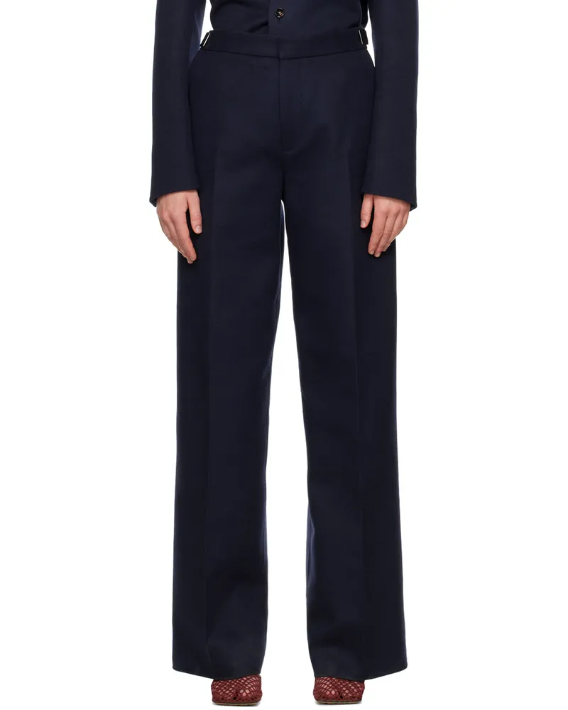 Bottega Veneta Navy Creased Trousers 4140