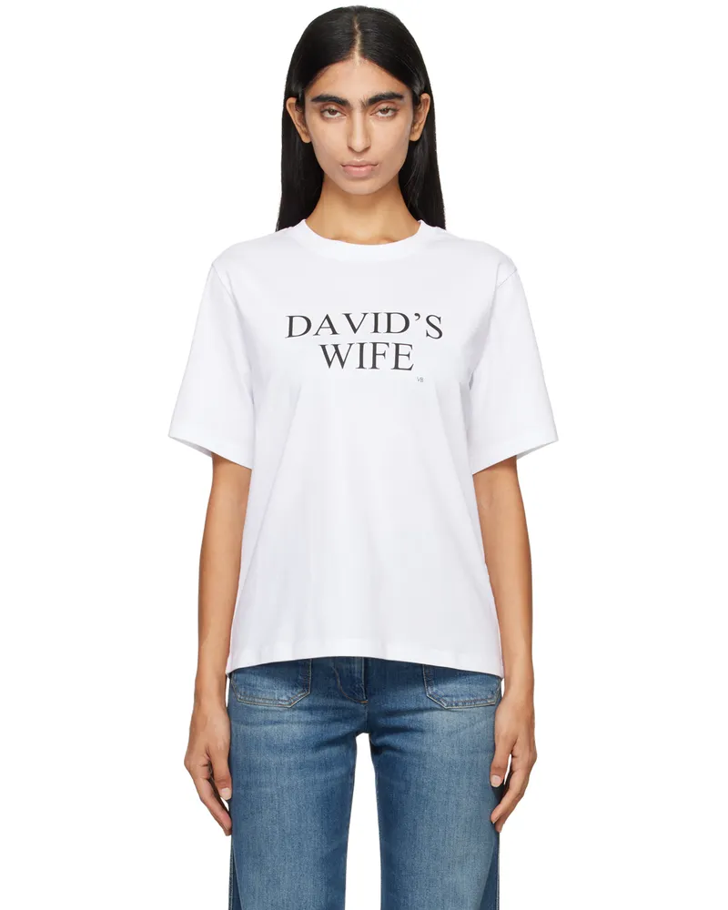 Victoria Beckham White 'David's Wife' Slogan T-Shirt White
