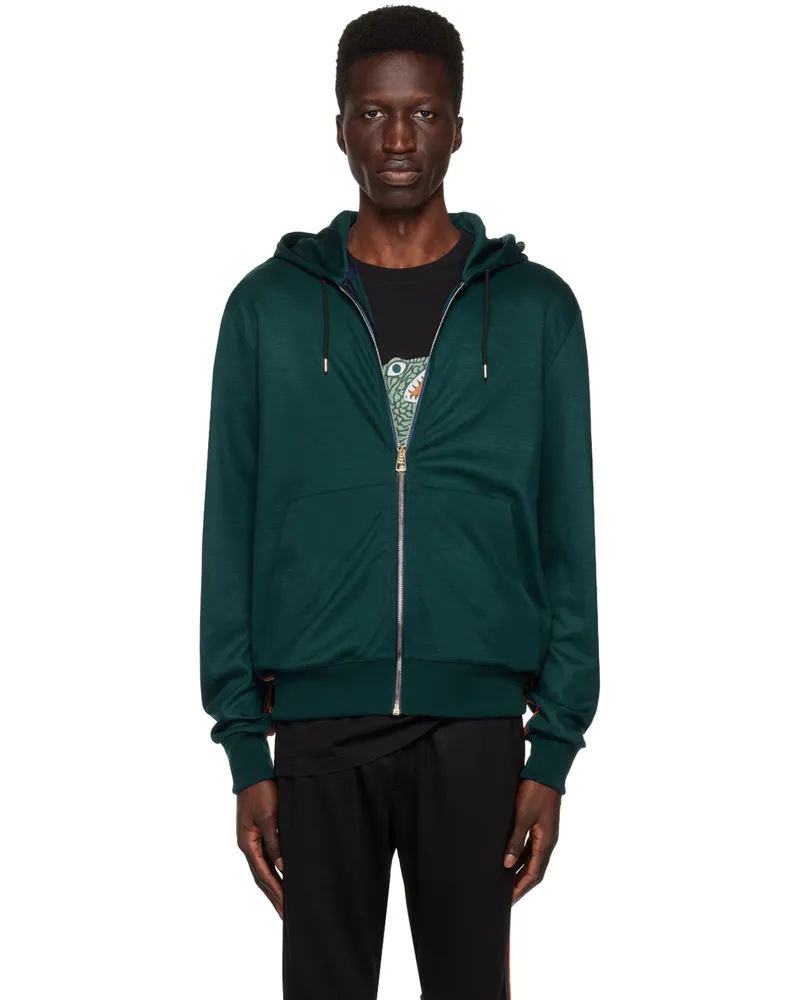 Paul Smith Green Signature Stripe Zip-Up Hoodie Green