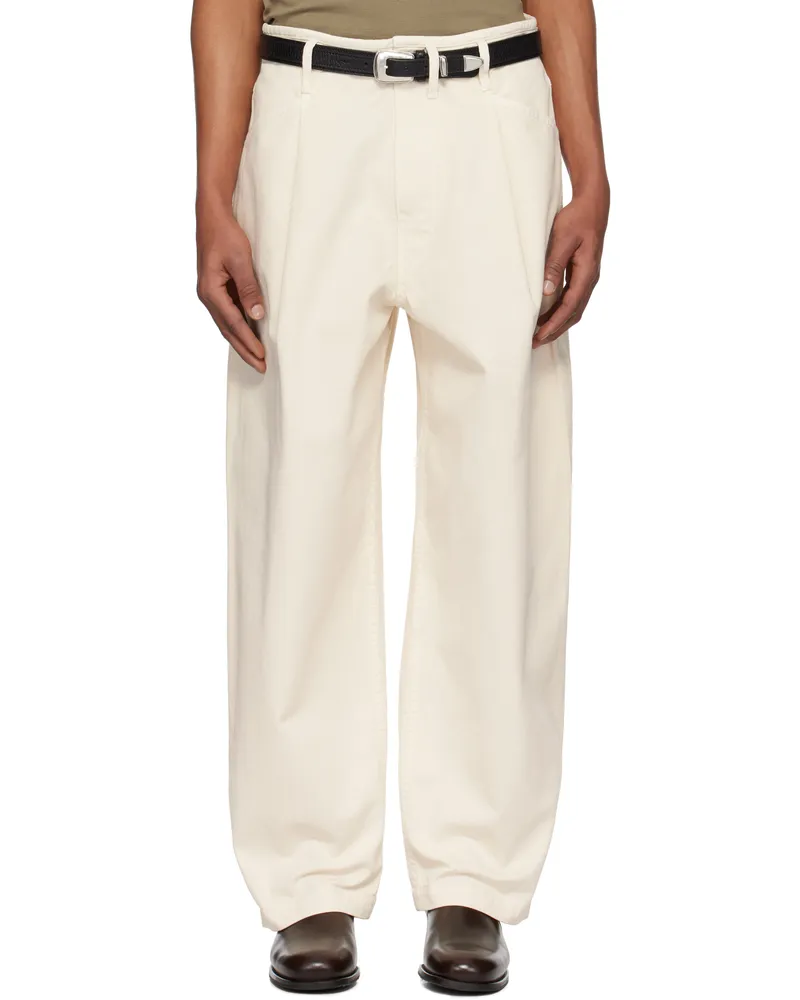 Christophe Lemaire Off-White Pleated Workwear Jeans Wh004