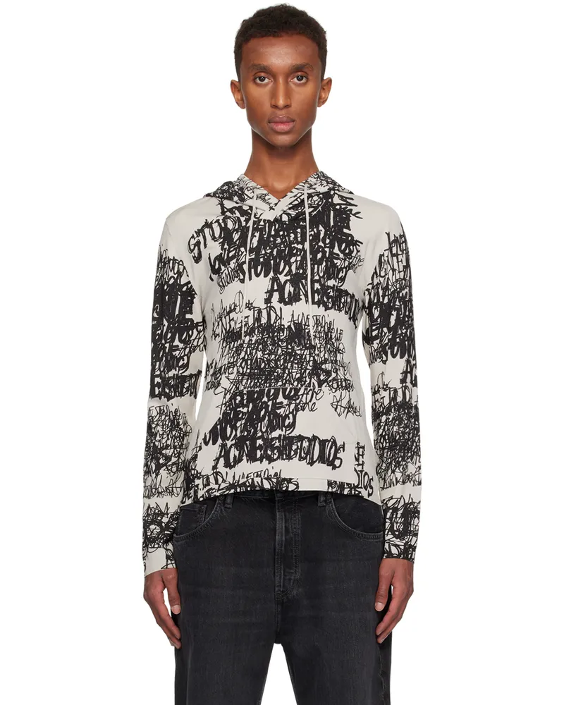 Acne Studios Gray Printed Hoodie Dn5