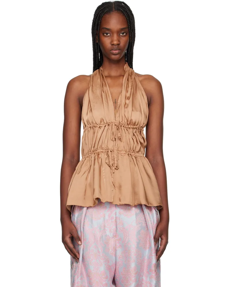 Dries van Noten Tan Halterneck Top 306