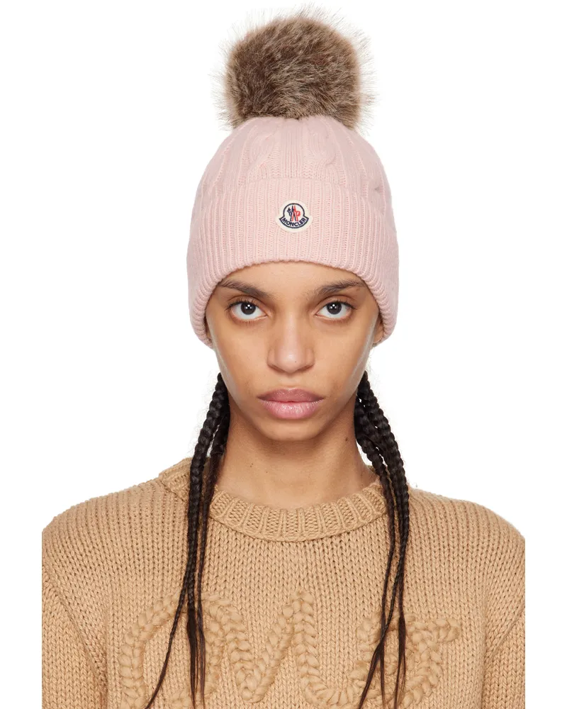 Moncler Pink Wool & Cashmere Pom Pom Beanie 529