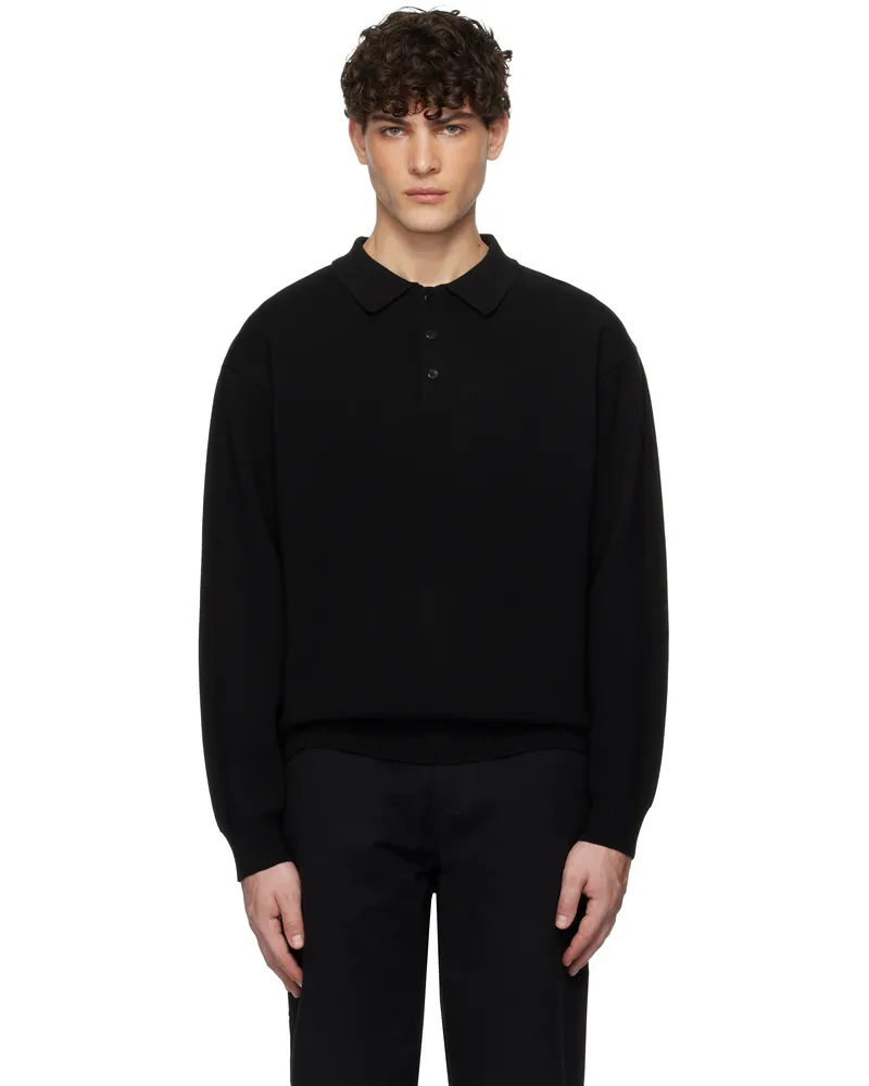 Uniform Bridge Black Collar L/S Knit Polo Black