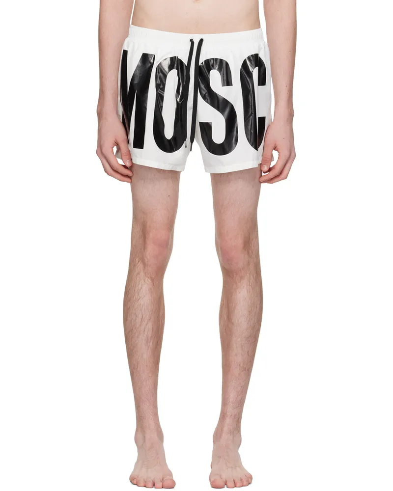 Moschino White Printed Swim Shorts White