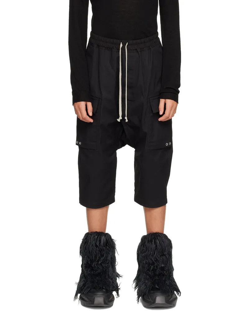 Rick Owens Kids Black Pods Long Cargo Shorts 09