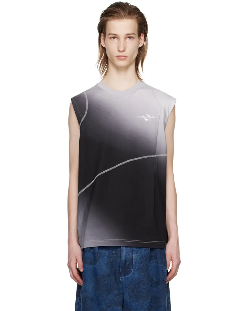 Feng Chen Wang Black & Gray Deconstructed Tank Top Black