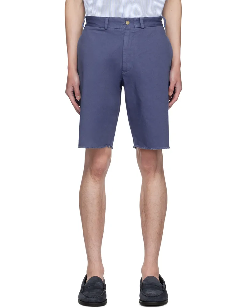 Beams Plus Blue Plain Front Shorts Blue75