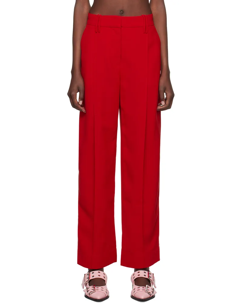 Ganni Red Twill Suiting Trousers 396