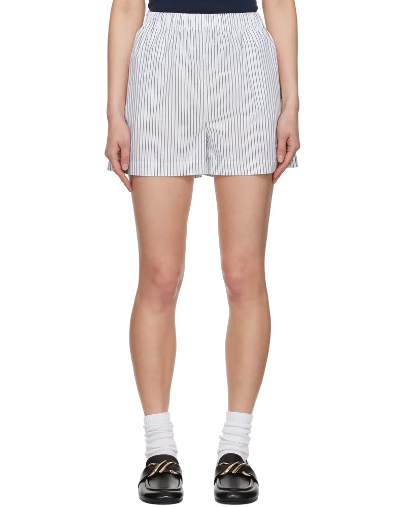 SPORTY & RICH White & Green 'SRC' Poplin Shorts 3946