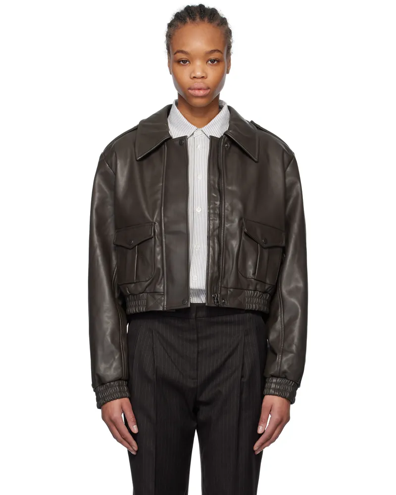 The Garment Brown Brooklyn Leather Bomber Jacket 500
