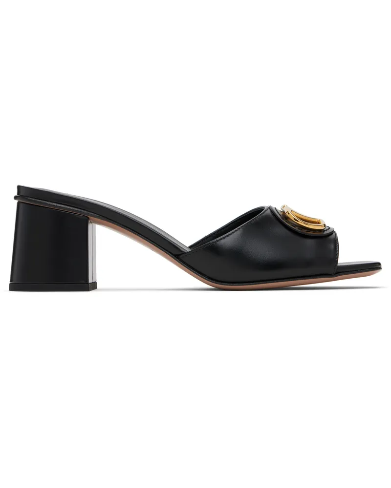Valentino Garavani Black VLogo Signature Slide Heeled Sandals 0no