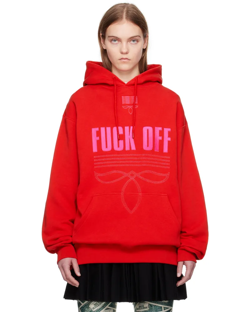 VTMNTS Red Embroidered Hoodie Red