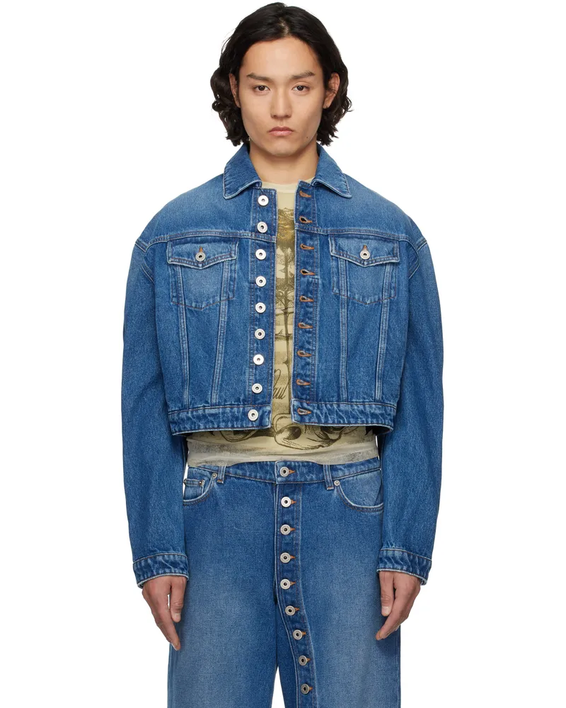 Jean Paul Gaultier Blue 'The Buttoned' Denim Jacket 57-vintageblue