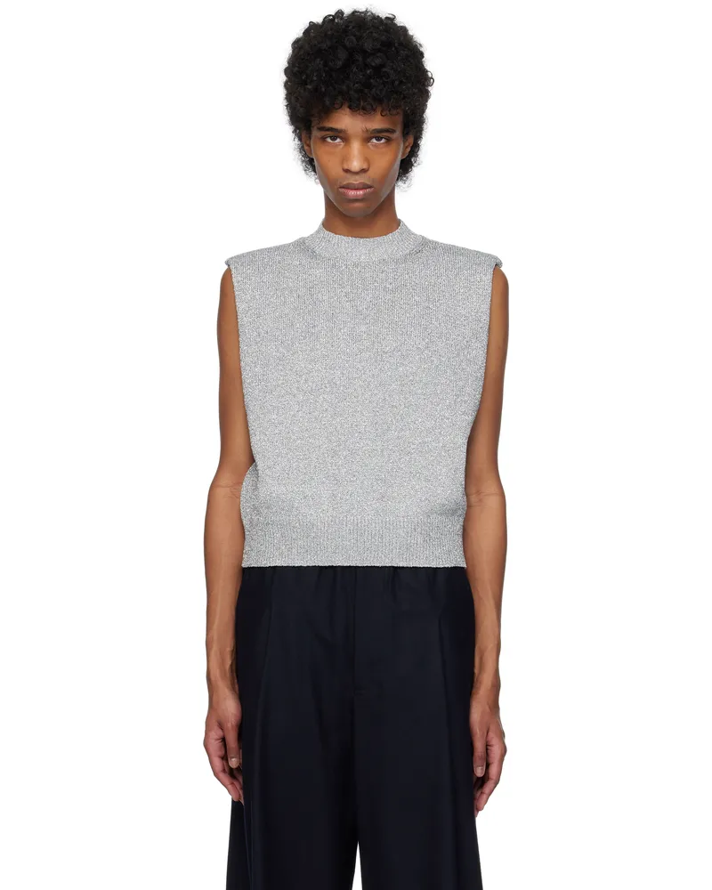 Dries van Noten Silver Metallic Thread Vest 952