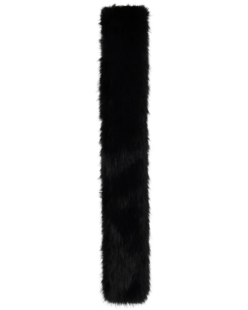Simone Rocha Black Slim Faux Fur Scarf Black