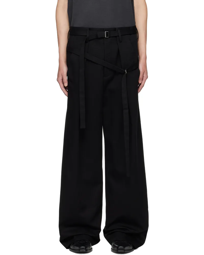 Ann Demeulemeester Black Woubrecht Double Belted Trousers Black