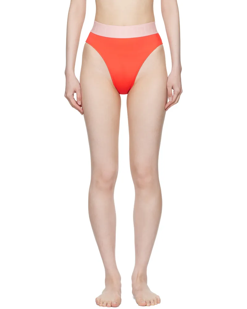 Versace Orange Greca Border Bikini Bottom 2rb10-cor+drose-ivry