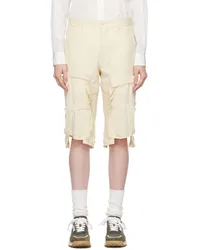 Comme des Garçons Off-White Frayed Edge Shorts Off