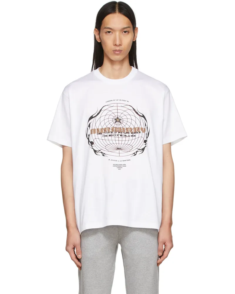 Burberry White Globe Graphic T-Shirt White