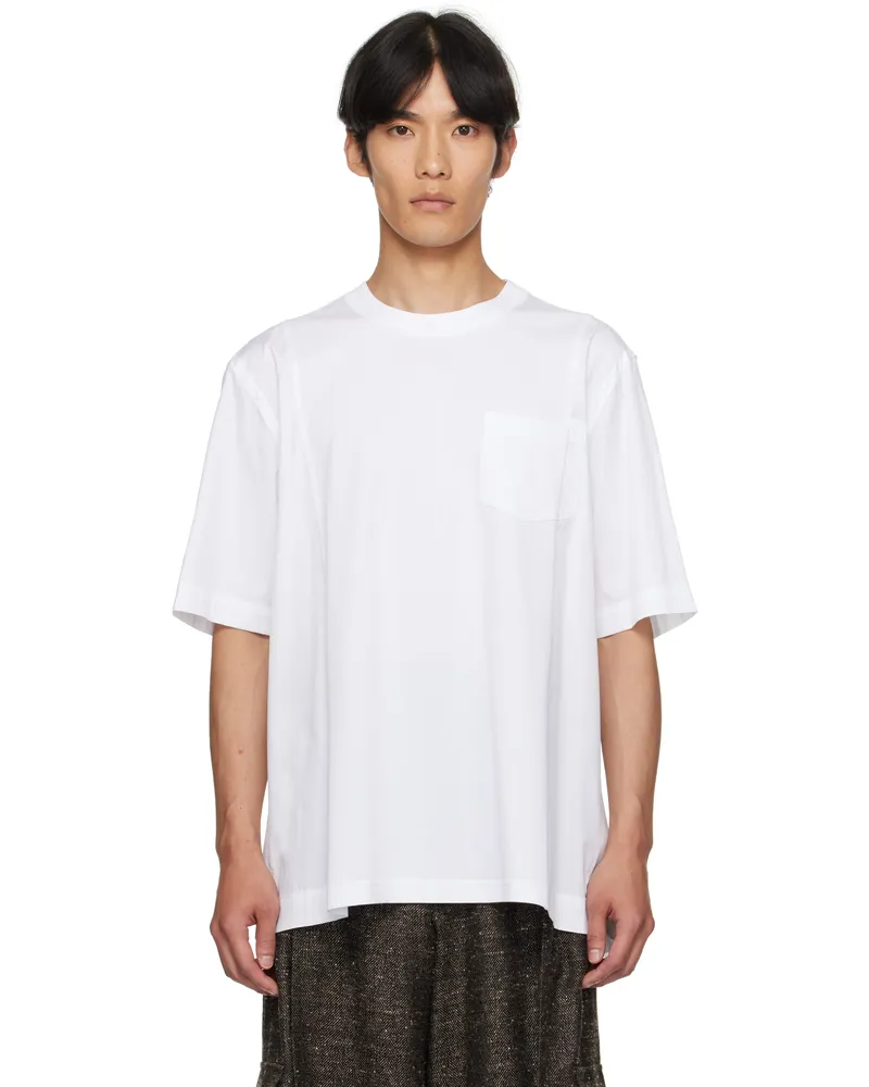 Sacai White Poplin & Cotton Jersey T-shirt 101