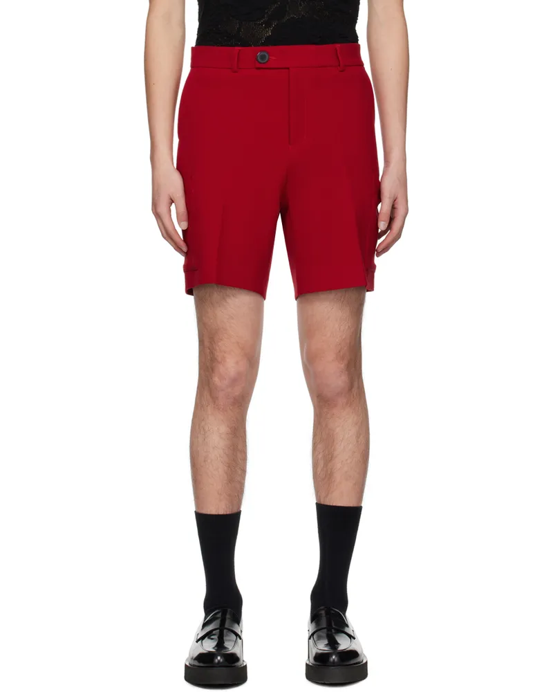 Ernest W. Baker Red Zip-Fly Cargo Shorts Red