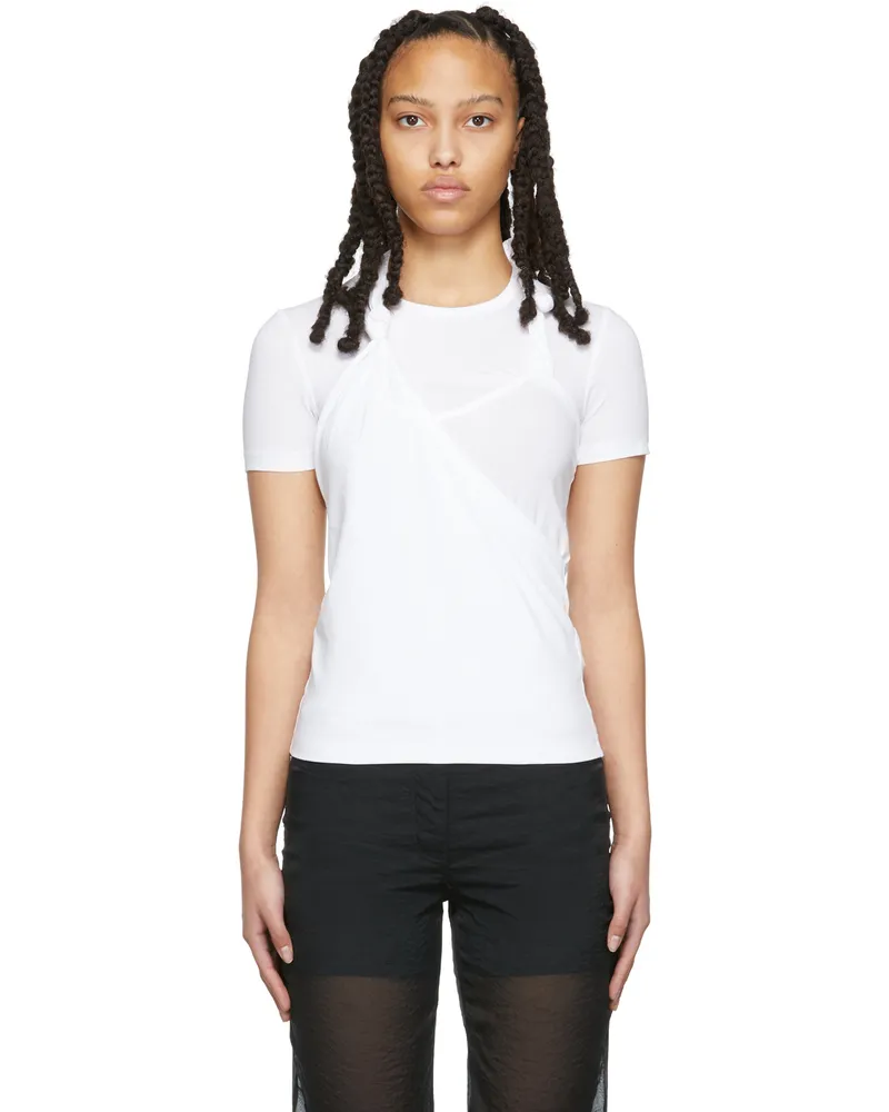 Helmut Lang White Twisted Jersey T-Shirt Optic