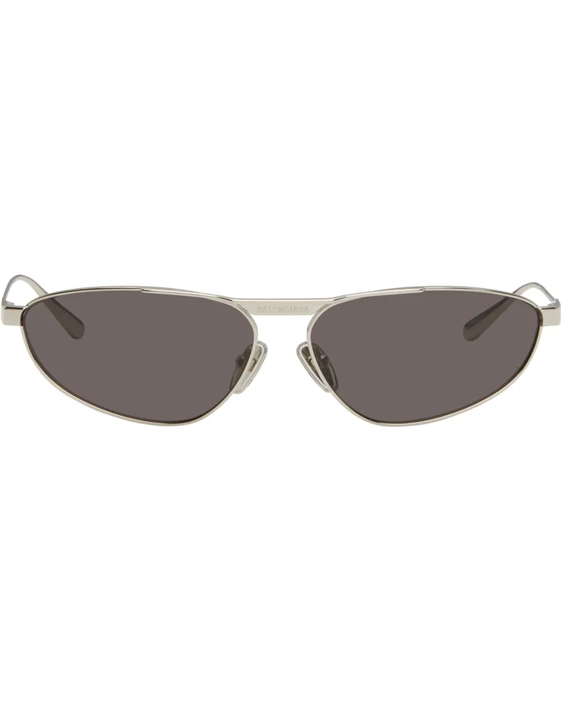 Balenciaga Silver Tag 3.0 Oval Metal Sunglasses Silver-silver-grey