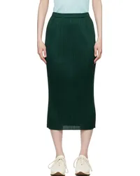 Issey Miyake Green New Colorful Basics Midi Skirt Dark