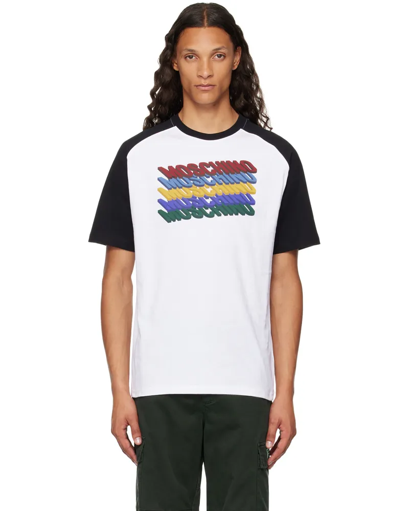 Moschino White Printed-Logo T-Shirt Multi