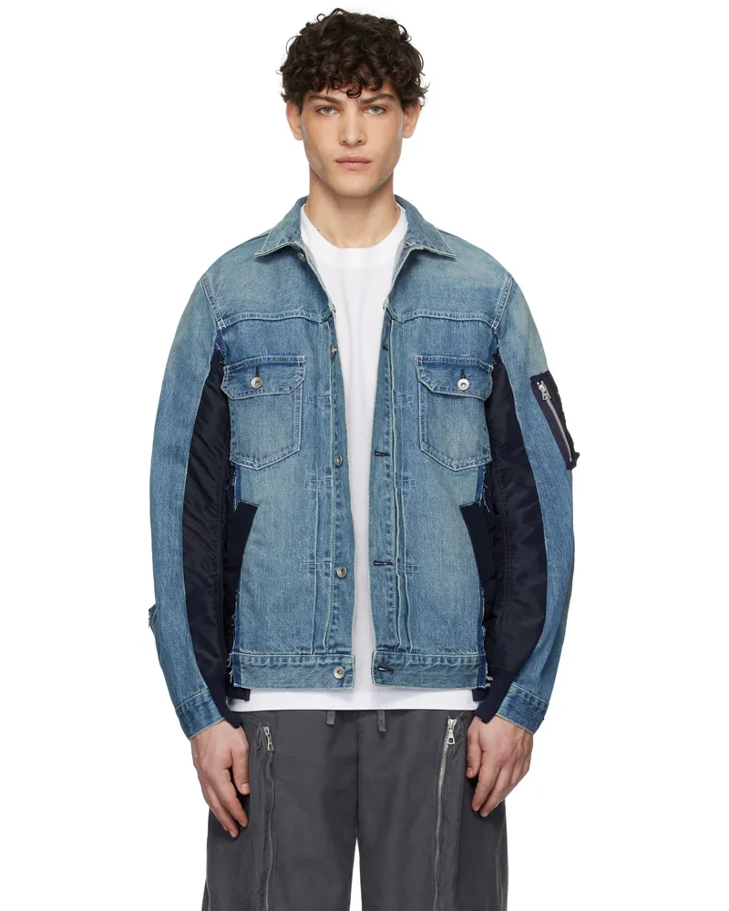 Sacai Blue Nylon Twill Denim Jacket 451