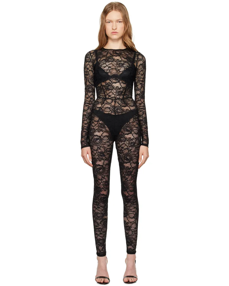 Fleur Du Mal Black Lace Jumpsuit 0100