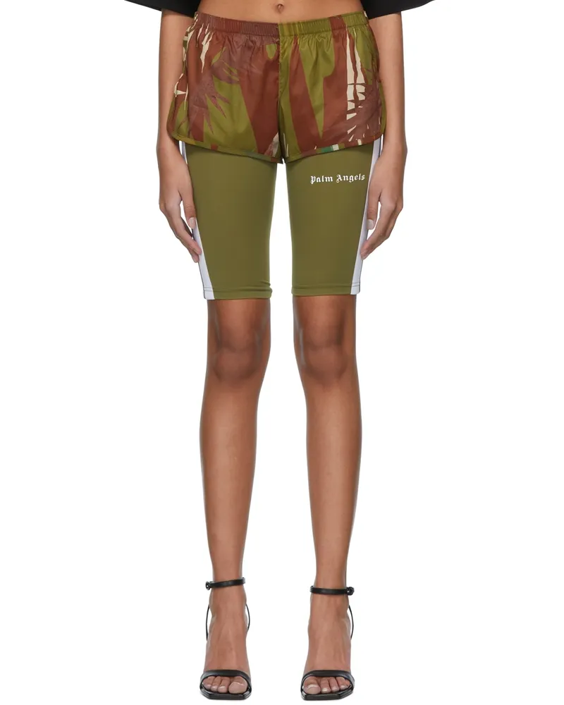 Palm Angels Green Polyester Sports Shorts Military