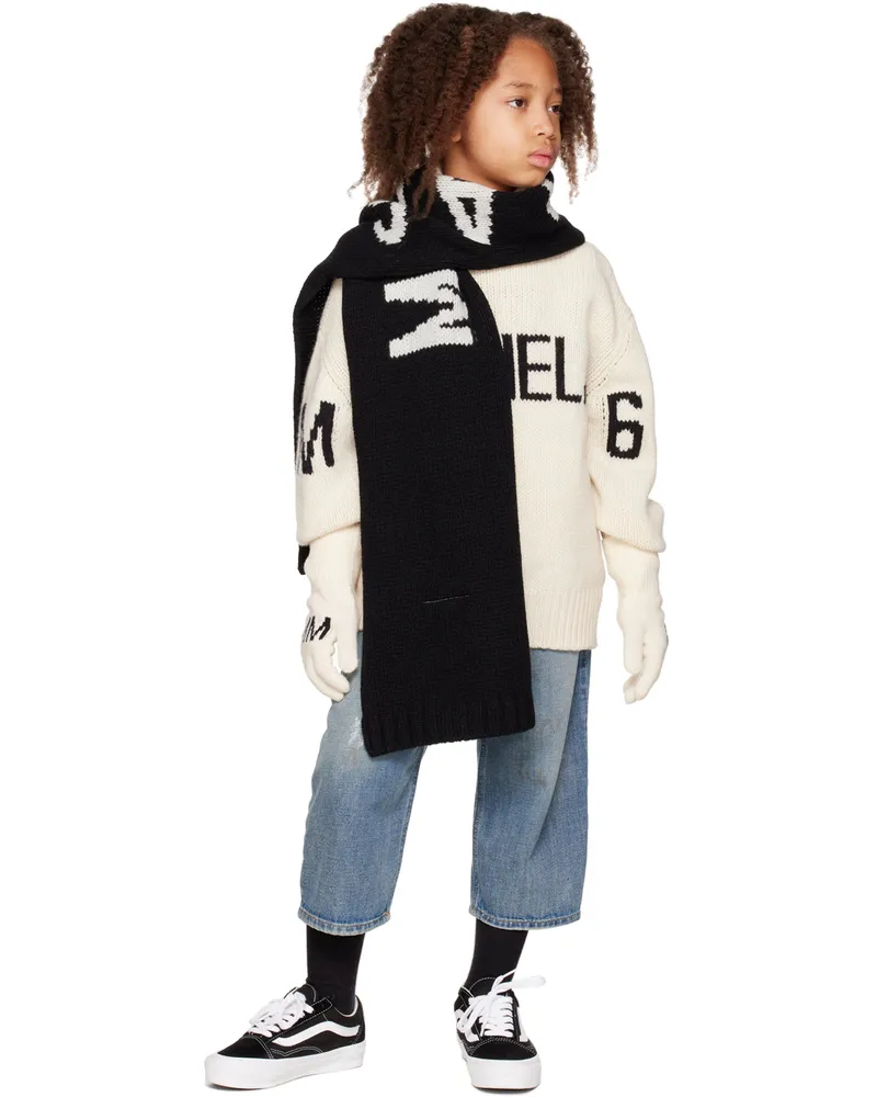 Maison Margiela Kids Off-White Intarsia Logo Gloves M6101