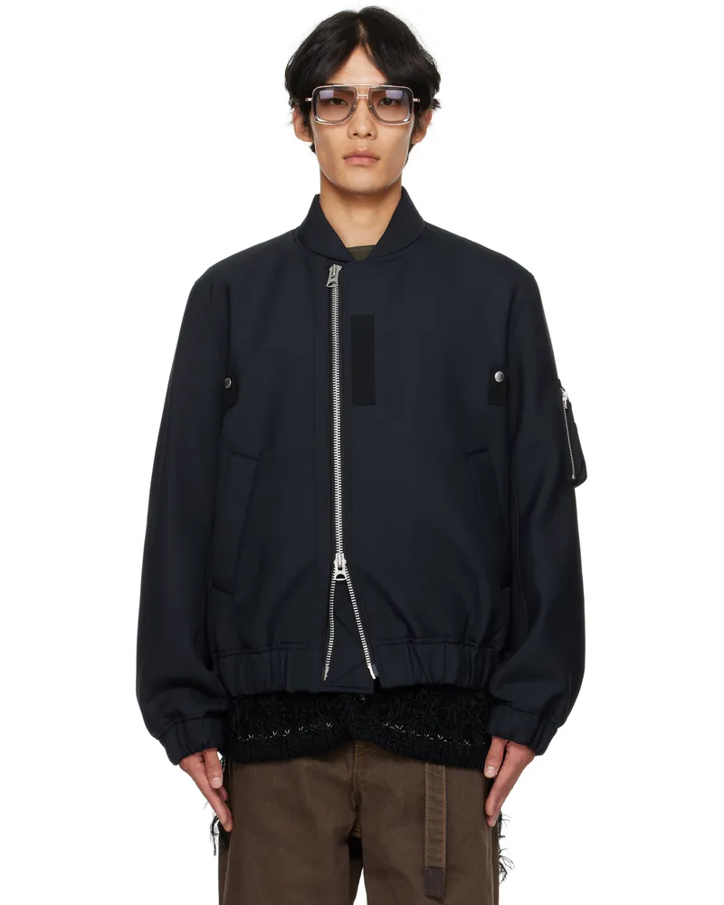 Sacai Navy Suiting Blouson Bomber Jacket 201
