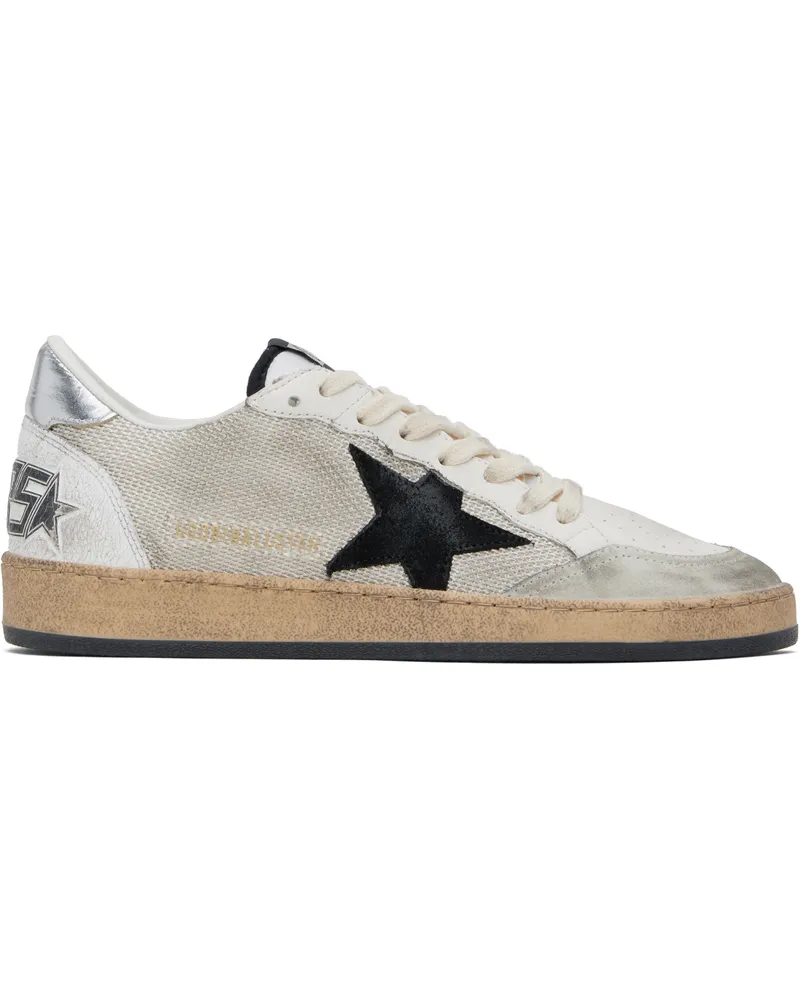 Golden Goose White & Gray Ball Star Sneakers Silv