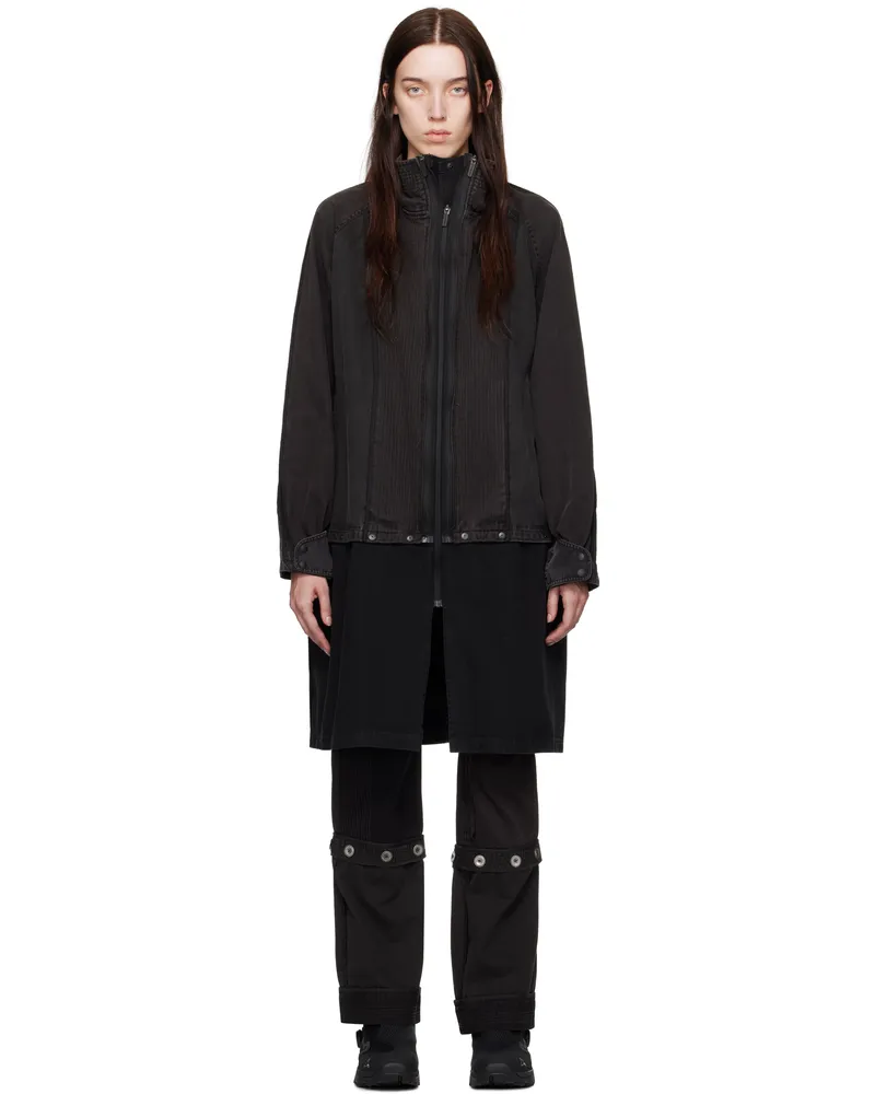 Hyein Seo Black & Gray Convertible Patchwork Coat Stone