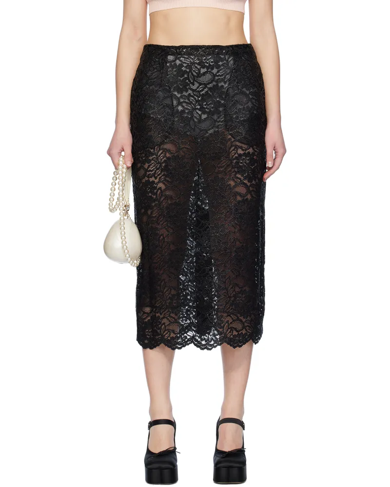 Simone Rocha Black Scalloped Midi Skirt Black