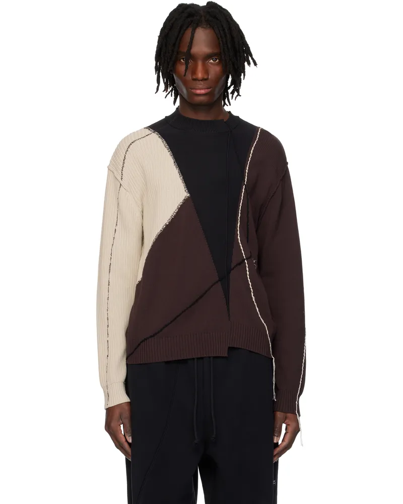 ACW* Black & Brown Overstitch Knit Sweater Grey