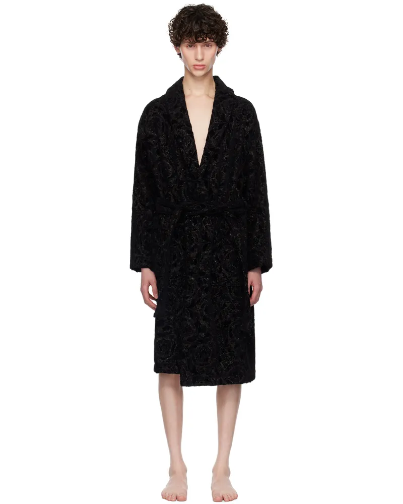 Versace Black Barocco Bathrobe 1e880-anthracite