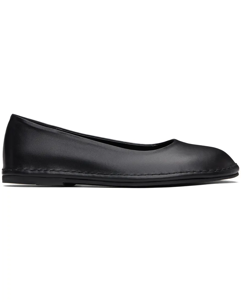 AMOMENTO Black Rounded Slip-On Loafers Black