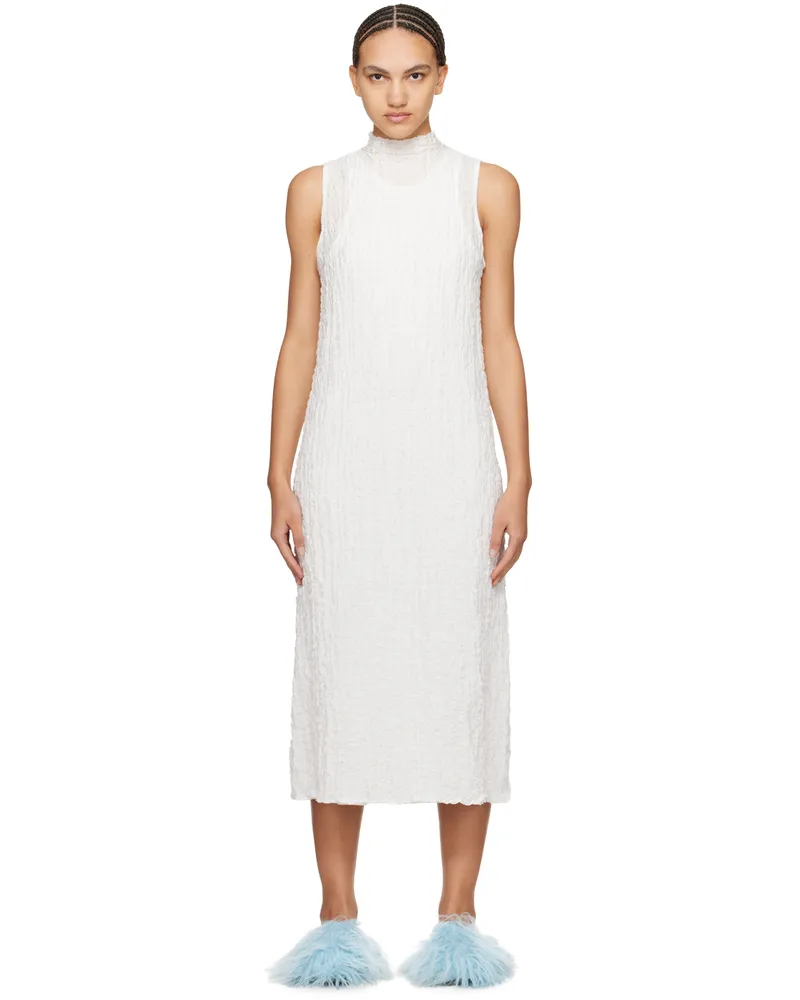 Song For The Mute White High Neck Midi Dress White