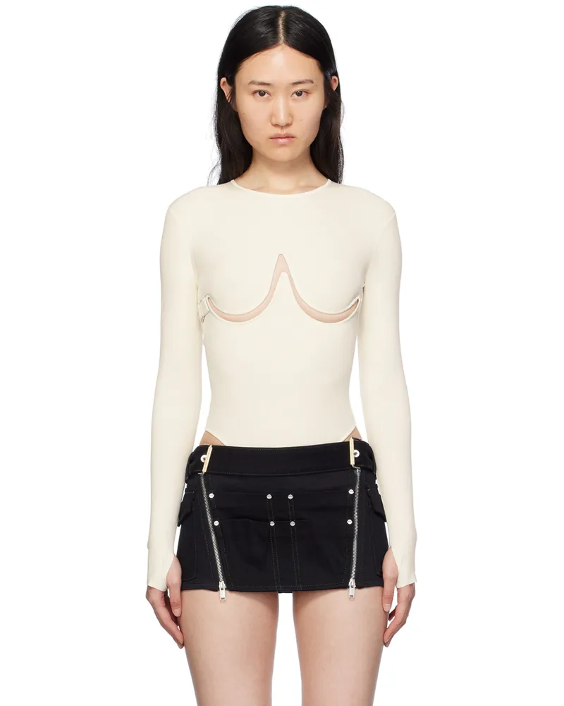 Dion Lee White Double Underwire Bodysuit Ivory