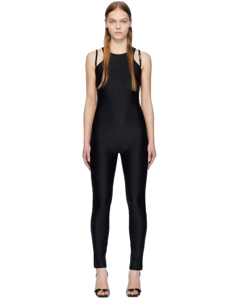 Versace Jeans Black Crystal-Cut Jumpsuit E899