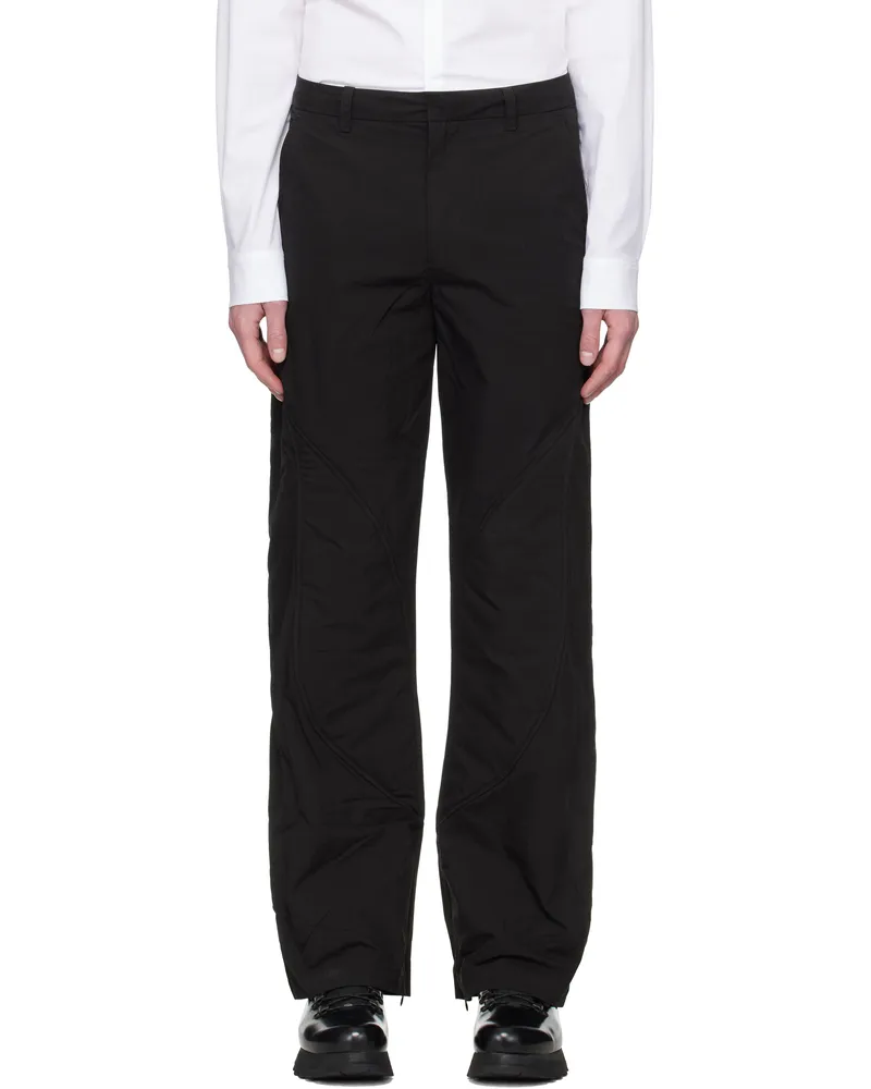 Heliot Emil Black Concordance Puffed Cargo Trousers Black