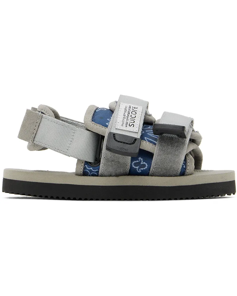 SUICOKE Kids Navy & Gray Moto Sandals Navy